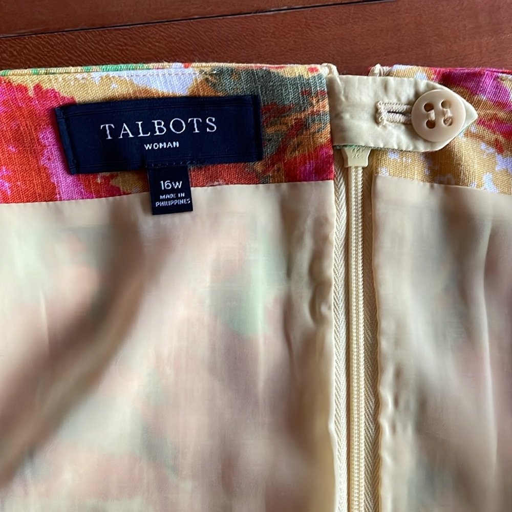 Talbots Floral Skirt Pink Orange Yellow Abstract Flowers Plus Size 16W. EUC - Picture 3 of 12